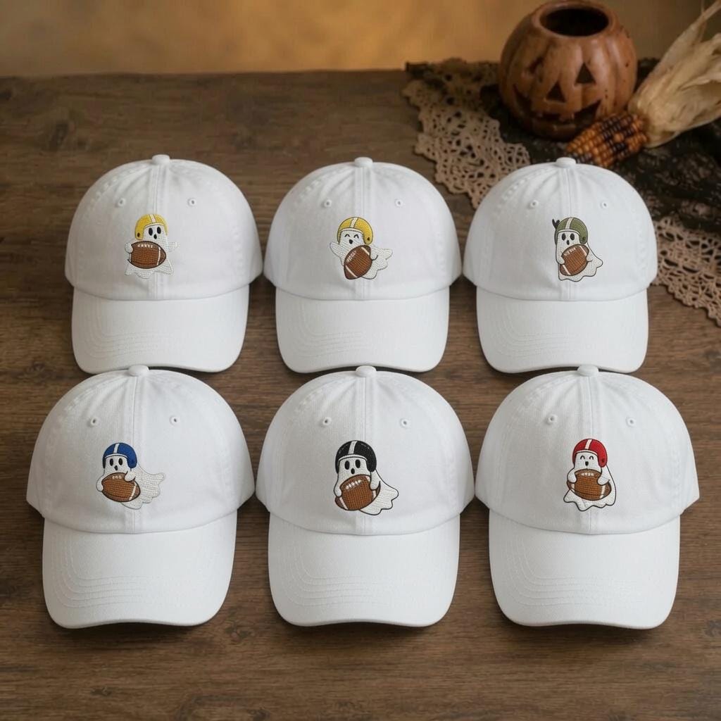 Sports Ghost Embroidered Hat, Funny Halloween Basketball Baseball Cap, Game Day Gift