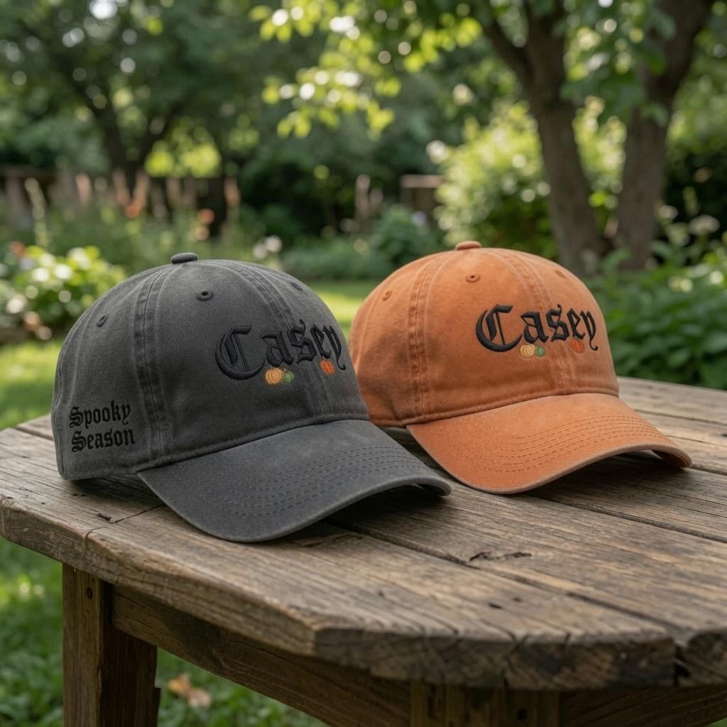 Embroidered Halloween Custom Name Hat, Halloween Embroidered Hat, Pumpkin Hat, Personalized Gift, Custom Cap Spooky Season Dad Hat