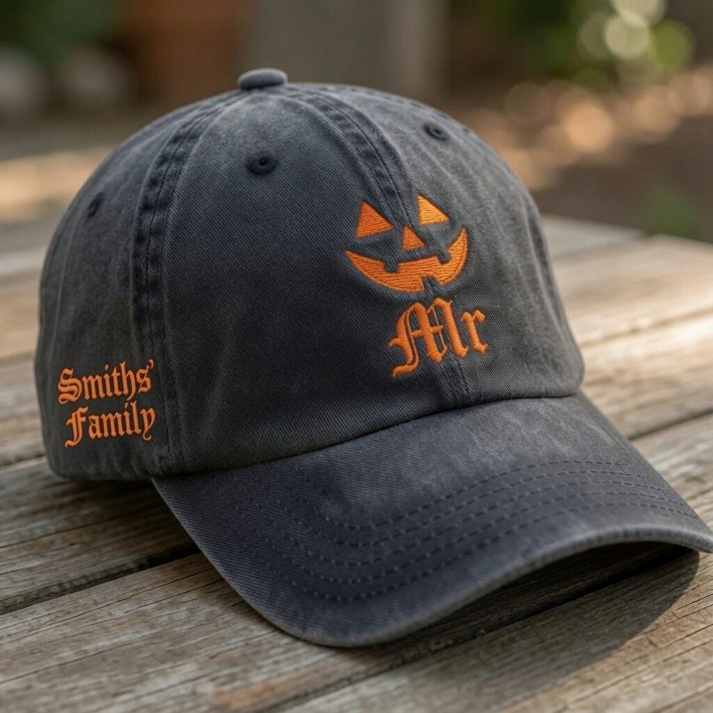 Personalized Mr Mrs Pumpkin Halloween Embroidered Hats, Custom Couple Caps, Matching Spooky Baseball Caps, Newlywed Gift