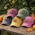 Custom Name Spooky Tales Ghost Embroidered Hat, Personalized Pumpkin Book Reading Baseball Cap, Vintage Washed Bookish Dad Hat Gift