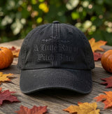 Gothic Bat Embroidered Hat, Black Washed Cotton Baseball Cap, Halloween Gift