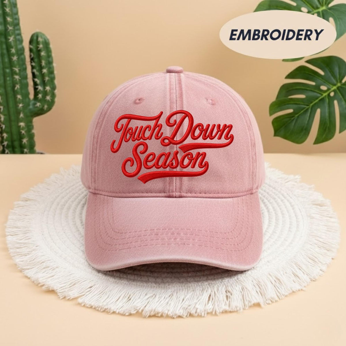 Custom Touchdown Season Embroidered Hat - Vintage Game Day Football Cap