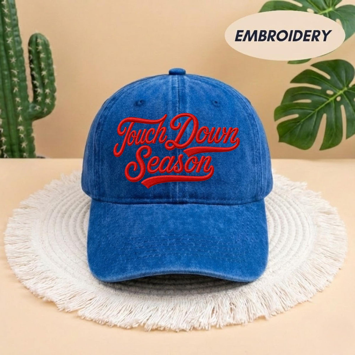 Custom Touchdown Season Embroidered Hat - Vintage Game Day Football Cap