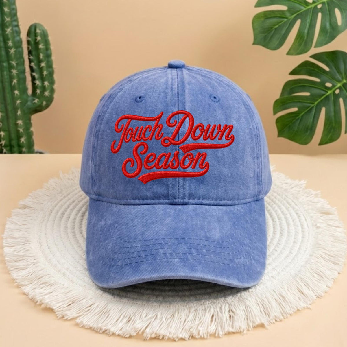 Custom Touchdown Season Embroidered Hat - Vintage Game Day Football Cap