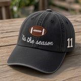 Custom Football Embroidered Hat, Tis The Season Football Dad Hat, Custom Jersey Number Side Baseball Cap, Game Day Sports Gift Football Mom