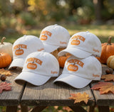 Custom Name Pumpkin Season Embroidered Hat, Personalized Fall Baseball Cap, Vintage Washed Cotton Dad Hat, Autumn Thanksgiving Gift
