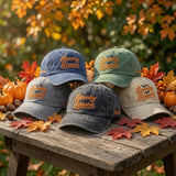 Custom Name Spooky Season Embroidered Hat, Personalized Halloween Bats Baseball Cap, Cute Fall Autumn White Dad Hat, Custom Embroidered Gift