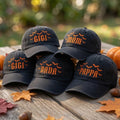 Custom Name Halloween Family Embroidered Hat, Personalized Mom Dada Pappa Gigi Baseball Cap, Spooky Bats Vintage Washed Family Dad Hat