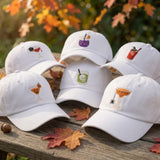 Custom Spooky Drink Embroidered Hat, Halloween Cocktail Dad Hat, Cute Witchy Boba Baseball Cap, Vintage Washed Cotton Fall Season Gift