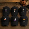 Spooky Cocktail Embroidered Hat, Halloween Ghost Drink Baseball Cap, Fall Party Gift