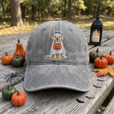 Golden Retriever Ghost Embroidered Hat, Halloween Pumpkin Dog Baseball Cap, Dog Lover Gift