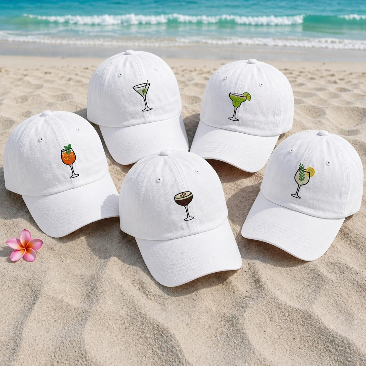 Mini Cocktail Embroidered Hat, Martini Spritz Baseball Cap, Summer Beach Vacation Gift