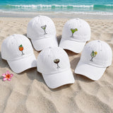 Mini Cocktail Embroidered Hat, Martini Spritz Baseball Cap, Summer Beach Vacation Gift