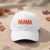 Custom Embroidered Mama Halloween Washed Cotton Baseball Cap, Spooky Season Fall Gift
