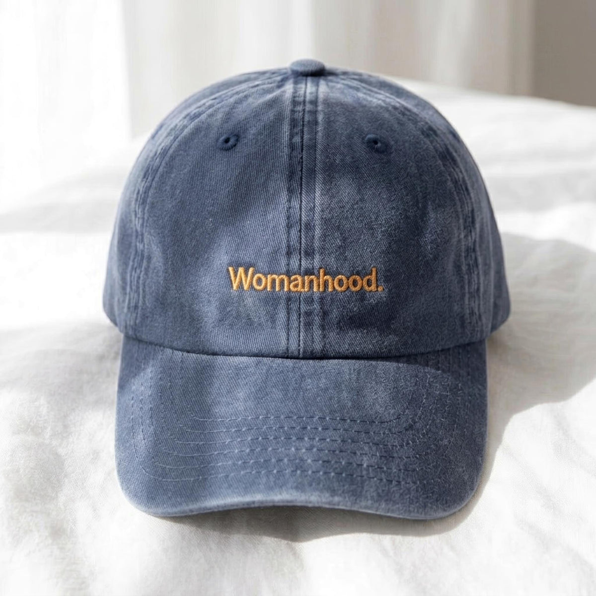 Minimalist Womanhood Embroidered Hat, Neutral Cotton Baseball Cap, Women's Empowerment Gift