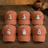 Pink Halloween Ghost Embroidered Hat, Cute Spooky Baseball Cap, Matching Group Gift