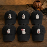 Pink Halloween Ghost Embroidered Hat, Cute Spooky Baseball Cap, Matching Group Gift
