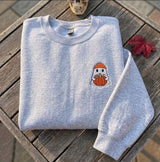Custom Ghost Pumpkin Sweatshirt, Cute Ghost Beanie Embroidered Sleeve Name Crewneck