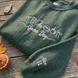 Custom Football Coquette Bow Sweatshirt, Personalized Sleeve Name Game Day Crewneck