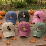 Custom Dog Halloween Embroidered Hat, Pumpkin Dog Breed Dad Hat, Spooky Dog Mom White Baseball Cap, Autumn Fall Gift for Dog Lover