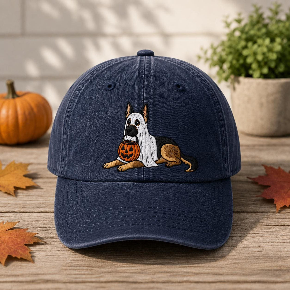 Custom Dog Pumpkin Halloween Embroidered Hat - Cute Fall Pet Lover Cap