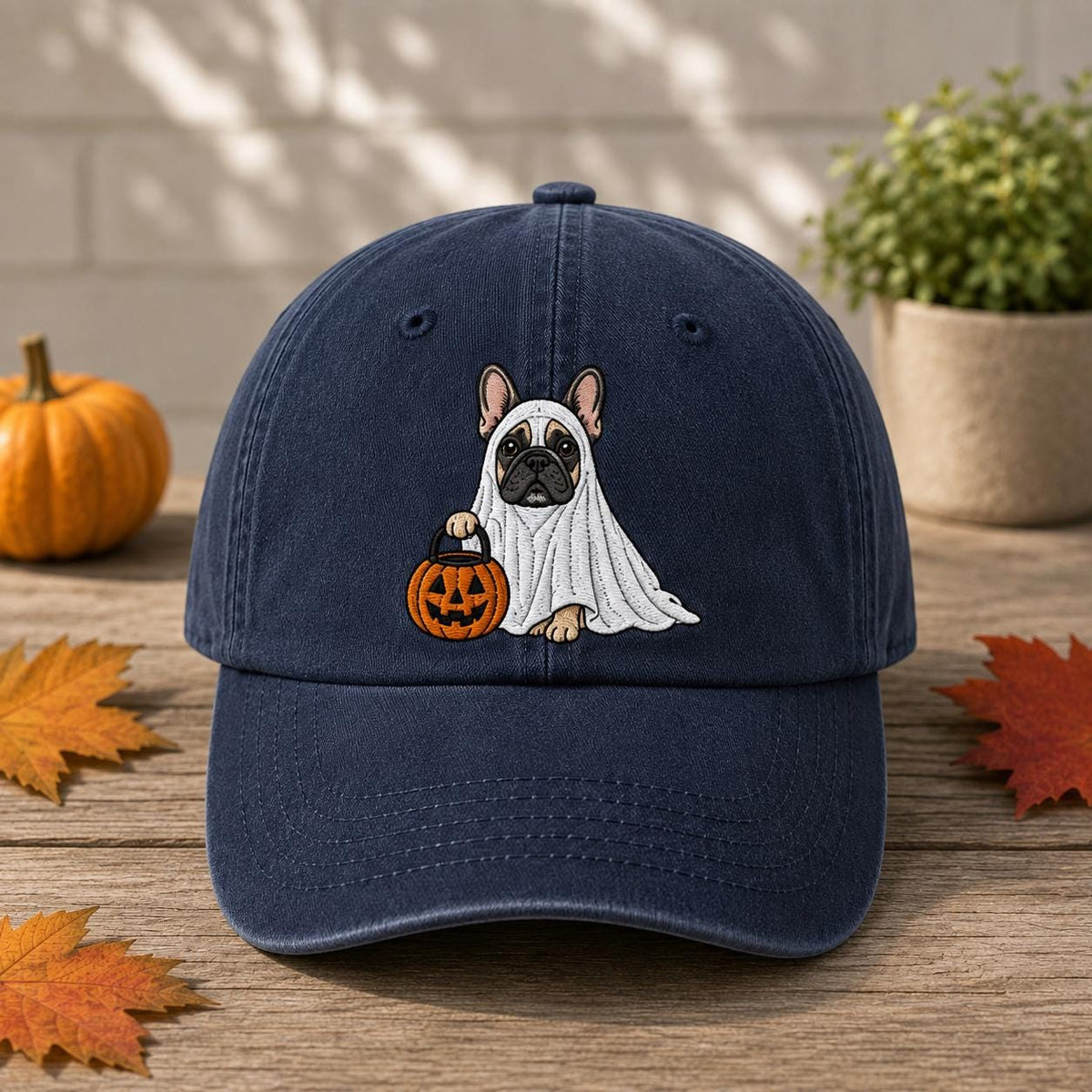 Custom Dog Pumpkin Halloween Embroidered Hat - Cute Fall Pet Lover Cap