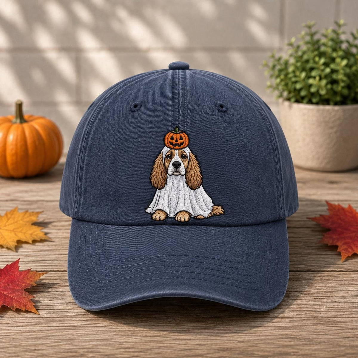 Custom Dog Pumpkin Halloween Embroidered Hat - Cute Fall Pet Lover Cap