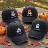 Custom Matching Family Ghost Halloween Hat, Papa Ghost Mama Ghost Embroidered Dad Hat, Mini Boo Cute Spooky Baseball Cap Family Gift