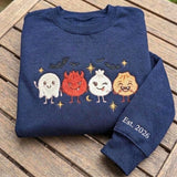 Custom Halloween Dumpling Sweatshirt, Cute Spooky Dim Sum Embroidered Sleeve Crewneck