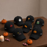 Personalized Halloween Icons Embroidered Hat, Custom Name Pink Fall Baseball Cap