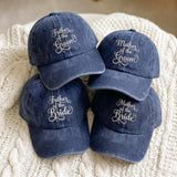 Embroidered Father of the Bride Hat, Mother of the Bride Cap, Father Mother of the Groom Hat, Custom Wedding Baseball Cap, Washed Hat