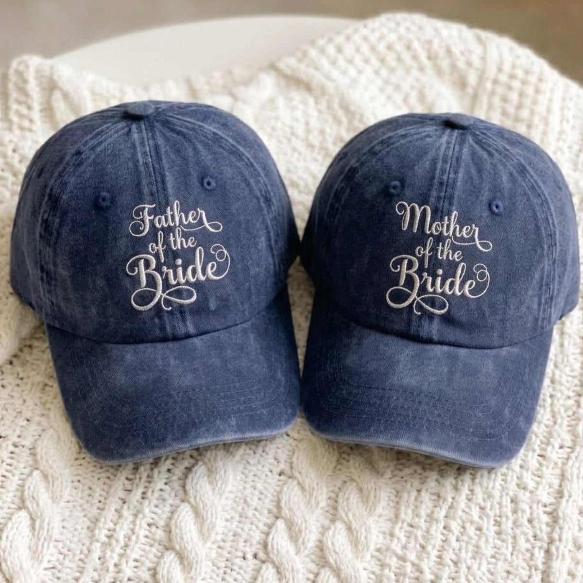 Embroidered Father of the Bride Hat, Mother of the Bride Cap, Father Mother of the Groom Hat, Custom Wedding Baseball Cap, Washed Hat