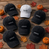 Bride And Coven Bachelorette Group Embroidered Hat, Funny Party Cap, Til Death Do Us Party Halloween Favors, Gothic Bride Accessory