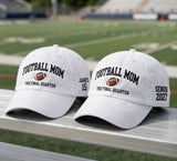 Custom Football Mom Embroidered Cap Set, The Final Quarter Varsity Baseball Hat, Senior Night Sports Dad Cap, Football Season Hat
