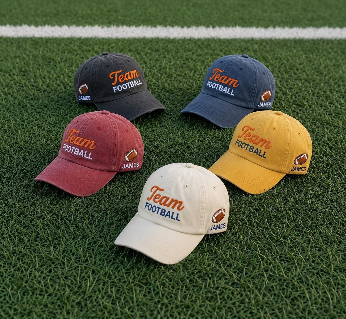Custom Team Football Embroidered Hat - Retro Varsity Game Day Cap