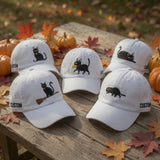 Custom Black Cat Embroidered Hat, Personalized Halloween Kitten Baseball Cap, Cat Lover Gift