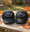 Custom Mr. & Mrs. Halloween Embroidered Hat - Gothic Spider Web Couple Cap