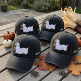 Custom Name Ghost Dachshund Embroidered Hat, Halloween Wiener Dog Dad Hat, Spooky Doxie Baseball Cap, Fall Season Gift for Dog Lover