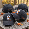 Custom Name Ghost Reading Book Embroidered Hat, Bookish Cat Halloween Dad Hat, Personalized Date Baseball Cap, Spooky Reader Gift For Her