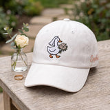 Custom Name Bride Goose Embroidered Hat, Duck Bride White Dad Hat, Personalized Wedding Date Baseball Cap, Bachelorette Party Bridal Gift