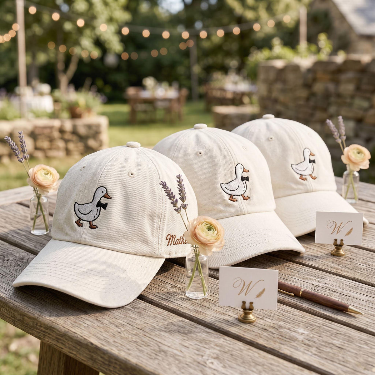 Custom Name Groom Goose Embroidered Hat, Duck Groom Dad Hat, Personalized Wedding Baseball Cap, Bachelor Party Groomsmen Gift For Him