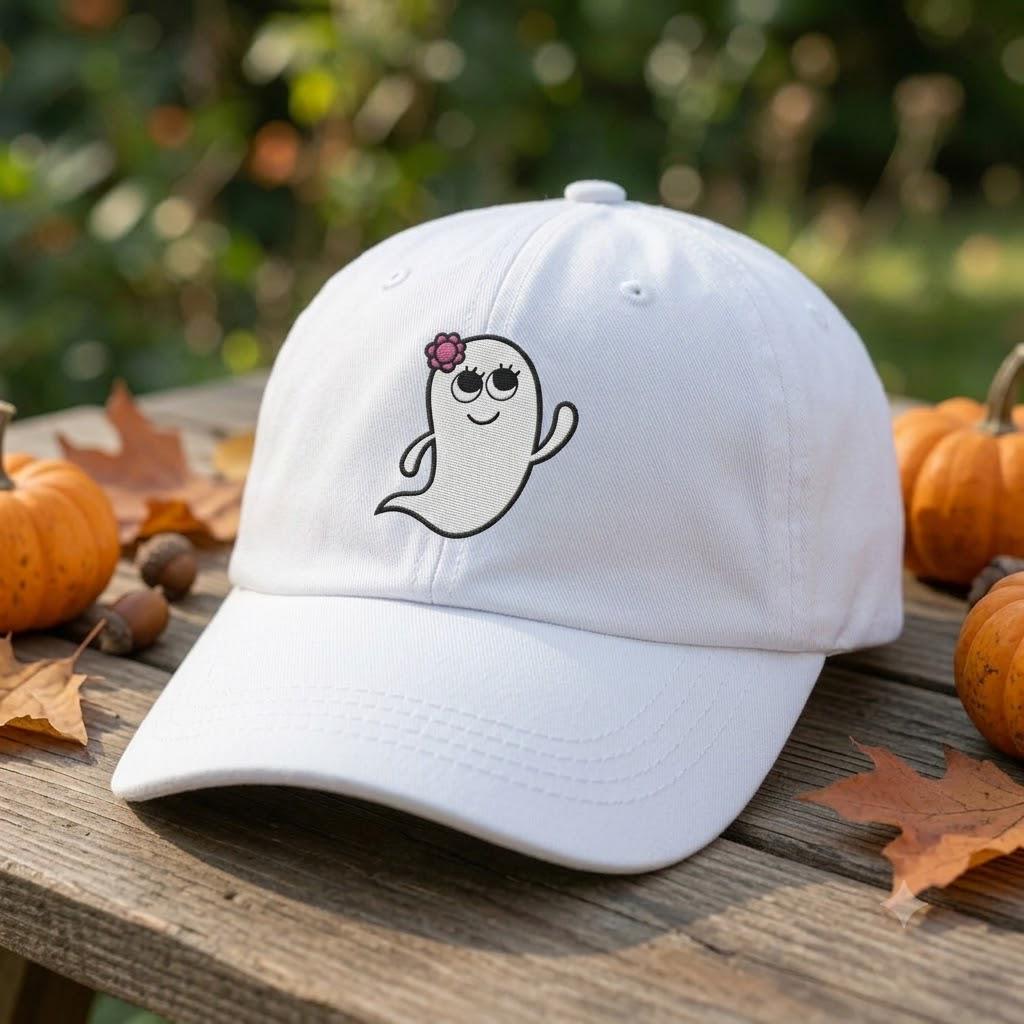 Custom Ghost Dad Hat, Cute Spooky Baseball Cap, Vintage Washed Cotton Fall Hat, Cute Halloween Aesthetic Gift, Cozy Autumn Streetwear