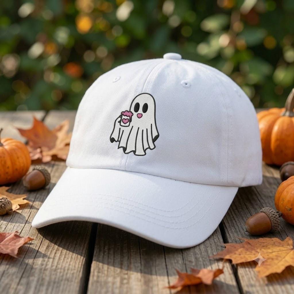 Custom Ghost Dad Hat, Cute Spooky Baseball Cap, Vintage Washed Cotton Fall Hat, Cute Halloween Aesthetic Gift, Cozy Autumn Streetwear
