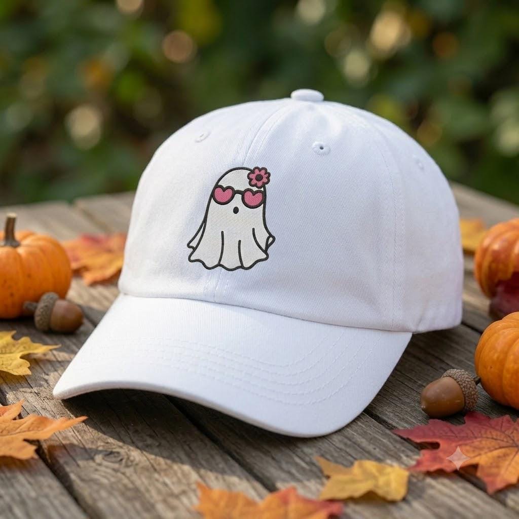 Custom Ghost Dad Hat, Cute Spooky Baseball Cap, Vintage Washed Cotton Fall Hat, Cute Halloween Aesthetic Gift, Cozy Autumn Streetwear