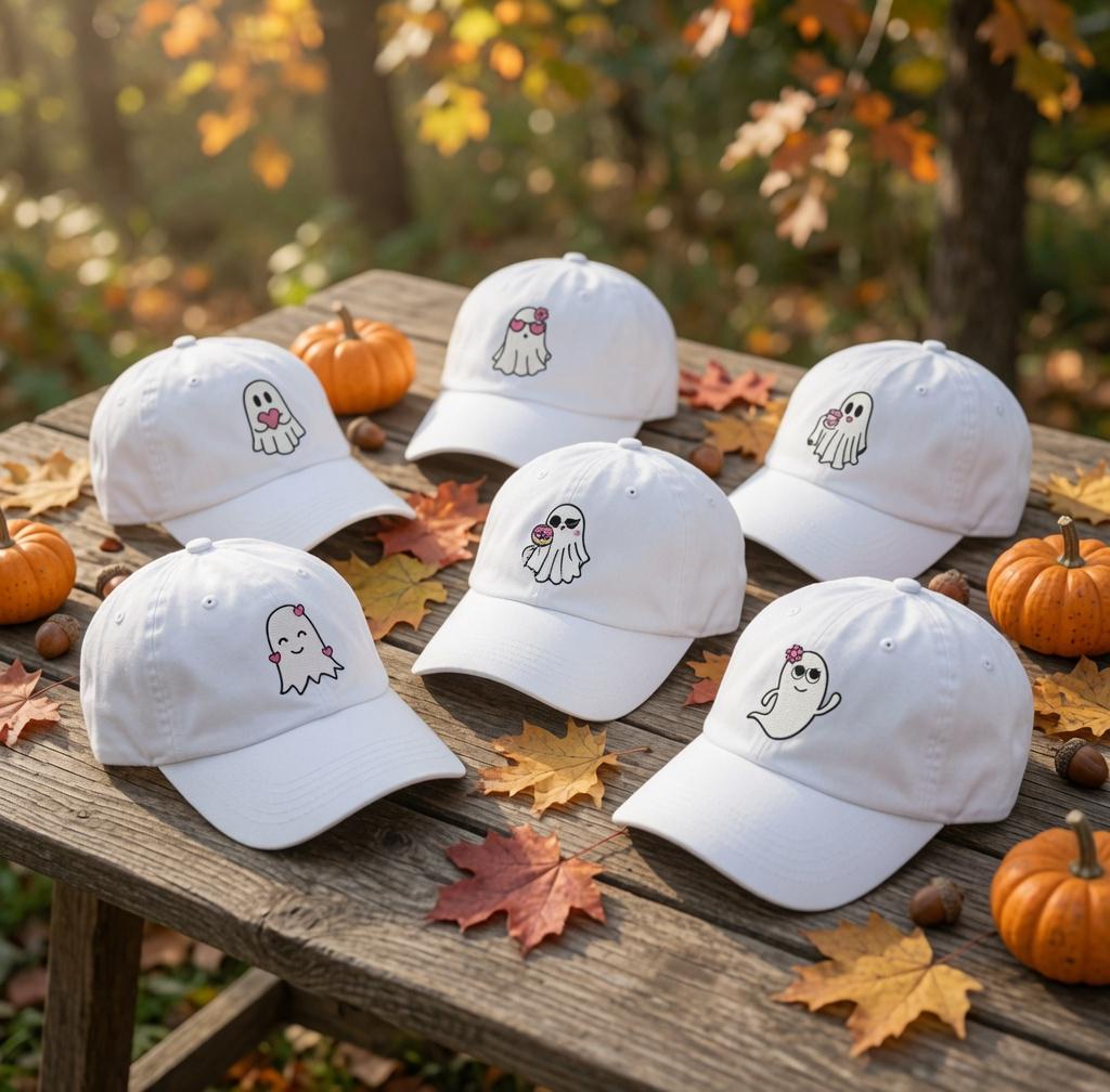 Custom Ghost Dad Hat, Cute Spooky Baseball Cap, Vintage Washed Cotton Fall Hat, Cute Halloween Aesthetic Gift, Cozy Autumn Streetwear