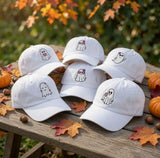 Custom Ghost Dad Hat, Cute Spooky Baseball Cap, Vintage Washed Cotton Fall Hat, Cute Halloween Aesthetic Gift, Cozy Autumn Streetwear