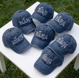 Custom Family Halloween Embroidered Hat, Personalized Mama Dad Auntie Nana Bat Baseball Cap, Washed Vintage Spooky Season Dad Hat Gift