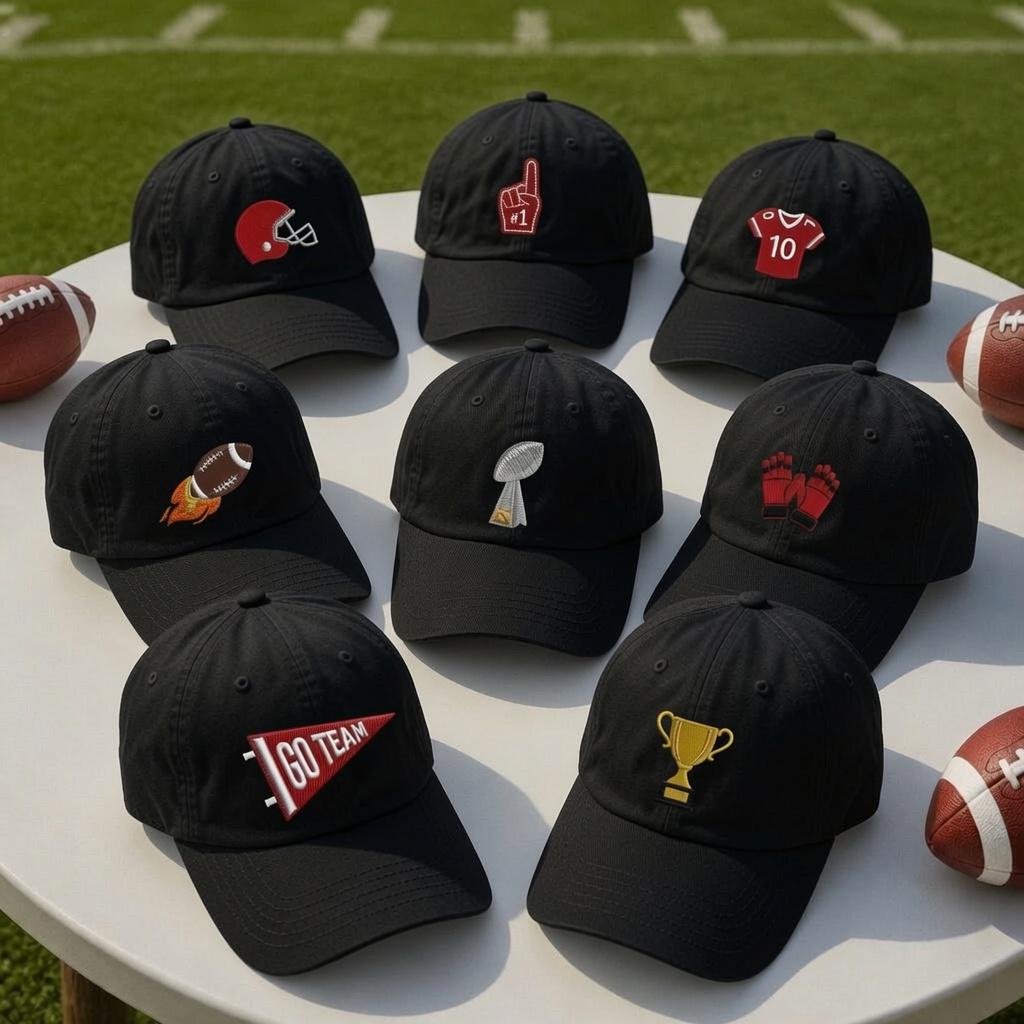 Personalized Football Embroidered Hat, Custom Helmet Trophy Baseball Cap, Game Day Sports Gift