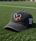 Custom Football Heart Embroidered Hat - Personalized Name & Number Cap