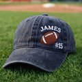 Custom Football Name & Number Embroidered Hat - Vintage Game Day Dad Cap
